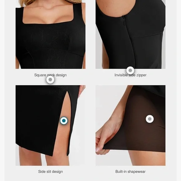 Black Shapewear Slip Dress with Contouring Fit - Picture 5 of 6